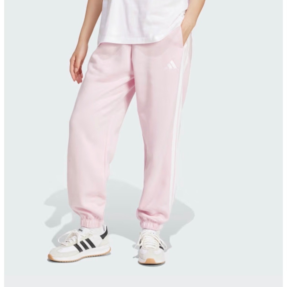 Adidas Essentials 3-Stripes Fleece Loose Fit Jogger Track Pants Pink Womens M